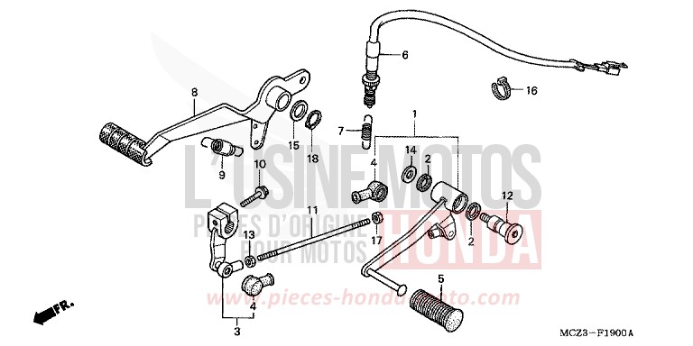 PEDAL von Hornet 900 DIGITAL SILVER METALLIC (NHA30) von 2005